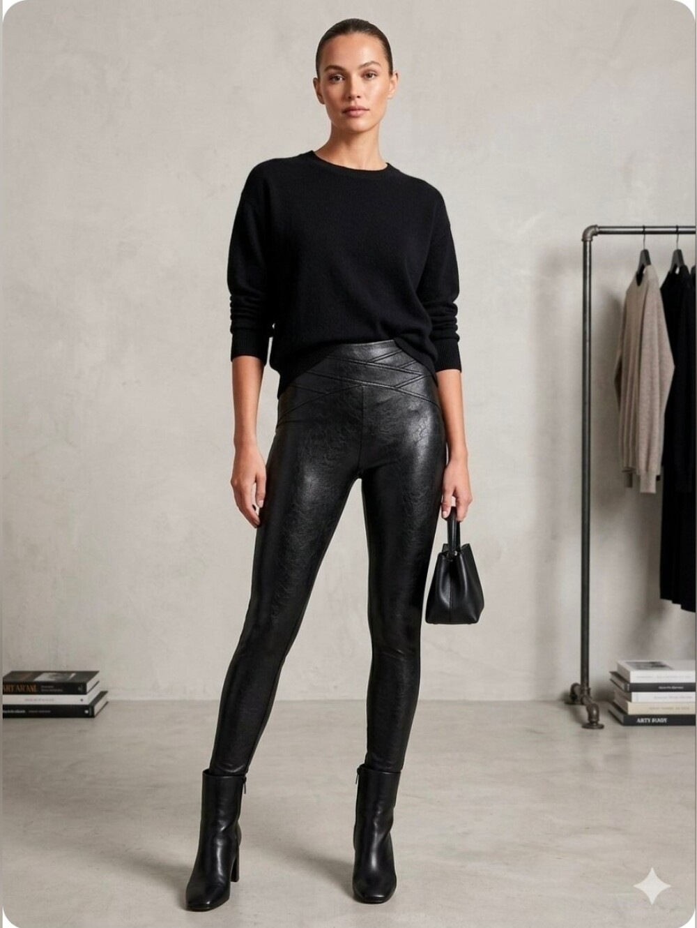 BP. Nordstrom Black Faux Leather High Waisted Leggings Pants Crackle Size S